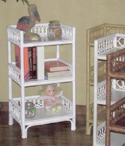 wicker furniture - three tier floor shelf #4412