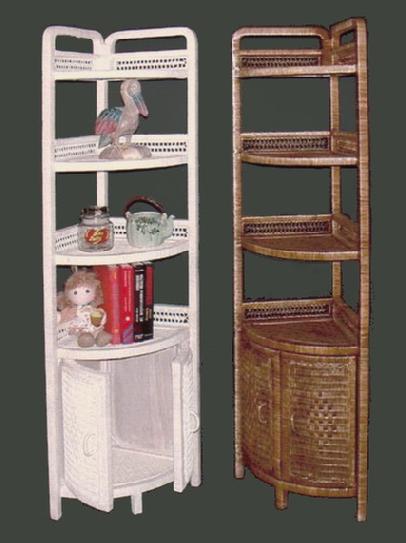 wicker furniture - corner shelf with doors #4120