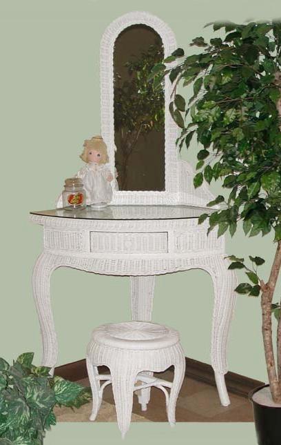 wicker furniture - corner vanity #4360