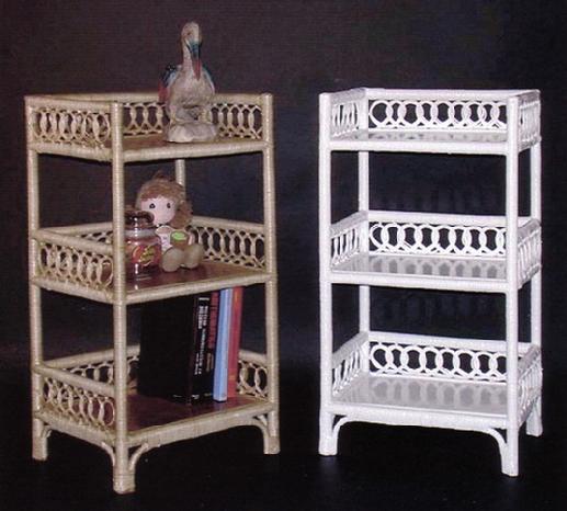 wicker furniture three tier floor shelf #4412